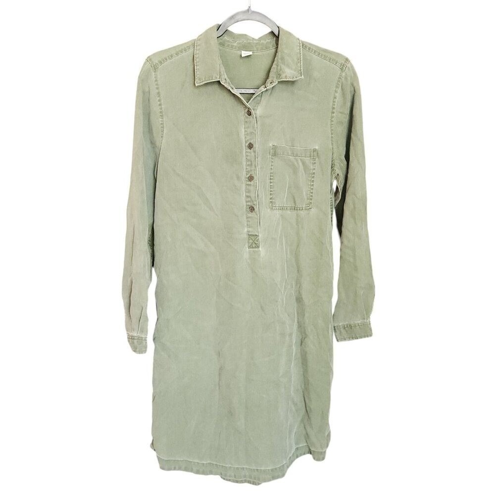 OLD NAVY Tencel Lyocell Sage Green Shirt Dress Medium Boho Eco - Picture 3 of 6